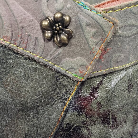 Spring Step L'Artiste Mottled Green Heeled Booties Best Love Size 41 (US 9.5) - Picture 2 of 8